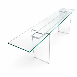Celeste modern console table with glass top and clear acrylic legs – Gusto Design Collection