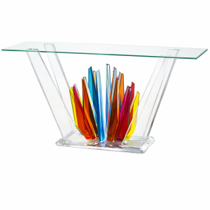 Luxury StarBurst acrylic console table in Miami by Gusto Design Furniture