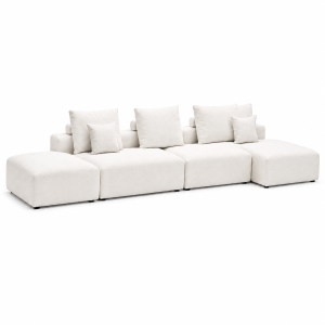 Modern cream modular sofa with oversized cushions and contemporary minimalist design in luxury living room.
